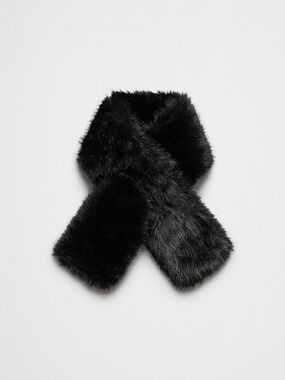Banana Republic Black Faux Fur Scarf